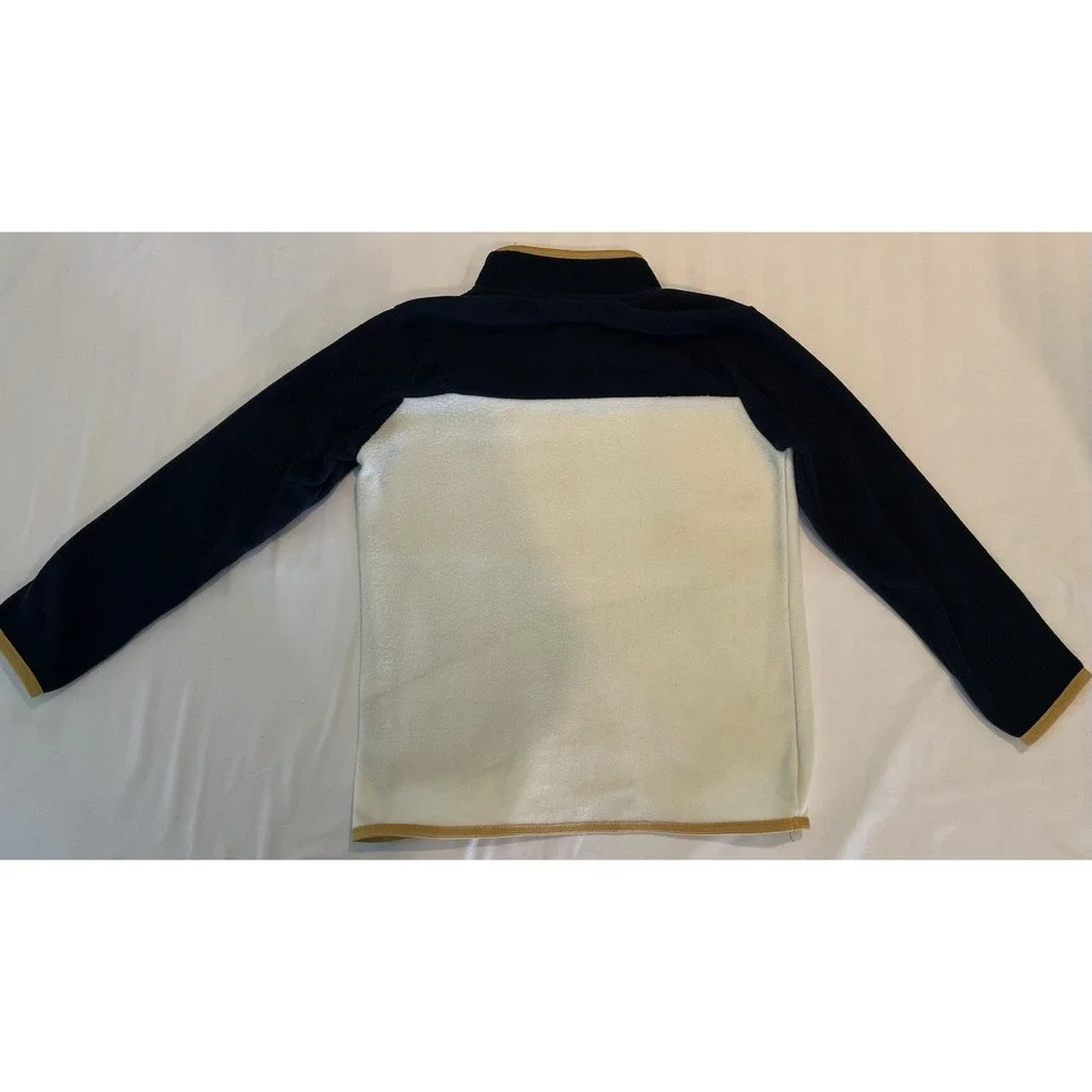 7 For All Mankind Snap Fleece Pullover Sweatshirt Cream Navy Yellow Boys Sz 7